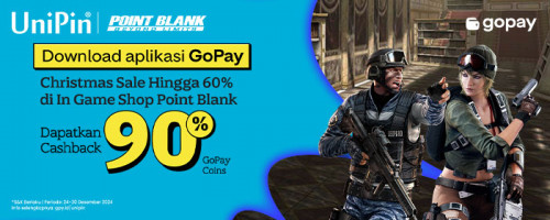 Desember – Christmas Sale Hingga 60% di In Game Shop Point Blank! Top up PB Cash Dapatkan Cashback 12Ribu GoPay Coins!